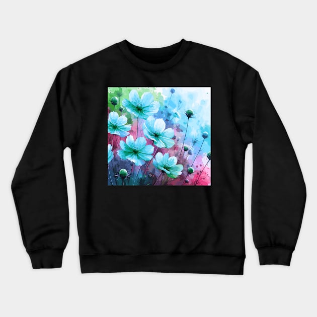 Blue Cosmos Flower Crewneck Sweatshirt by Jenni Arts